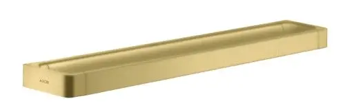 Reling mit flacher, rechteckiger Form in gebürstetem Messing-Finish. Auf der Seite ist das Logo der Marke AXOR sichtbar.